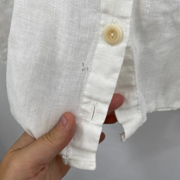 Flax white linen button down blouse - Picture 2 of 5